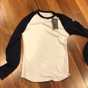 Under armour waffle baseball shirt navy white